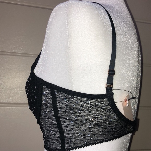 Custom Made Rhinestone Embellished Lace Underwire Longline Bra Size 32C - Picture 4 of 17